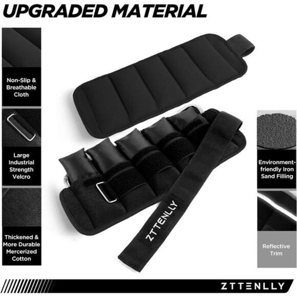 Adjustable Ankle Weights 10LBS Pair (5lbs each) with Carry Bag - Breathable - Picture 2 of 14